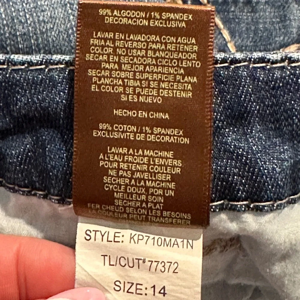 KUT from the Kloth Women's Size 14 Straight Leg Jeans Blue Medium Wash Whiskered